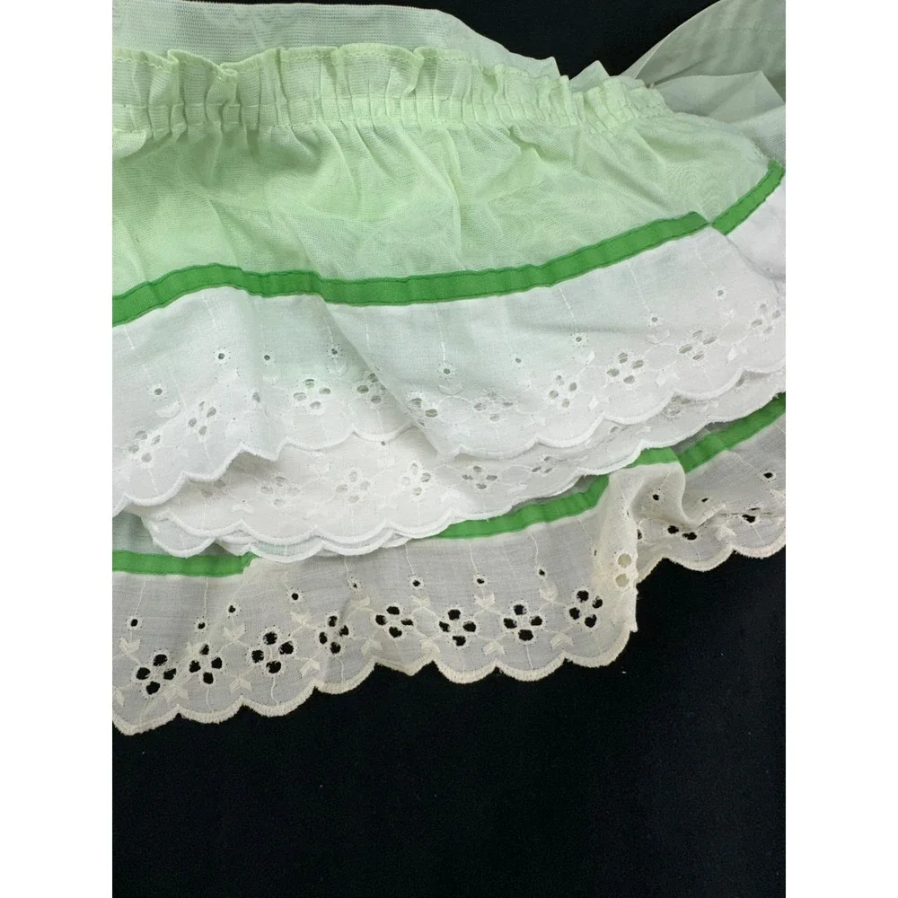 Vintage JC PENNEY Green Curtain Set Panels Valance Tie Backs Irish Cottage Core